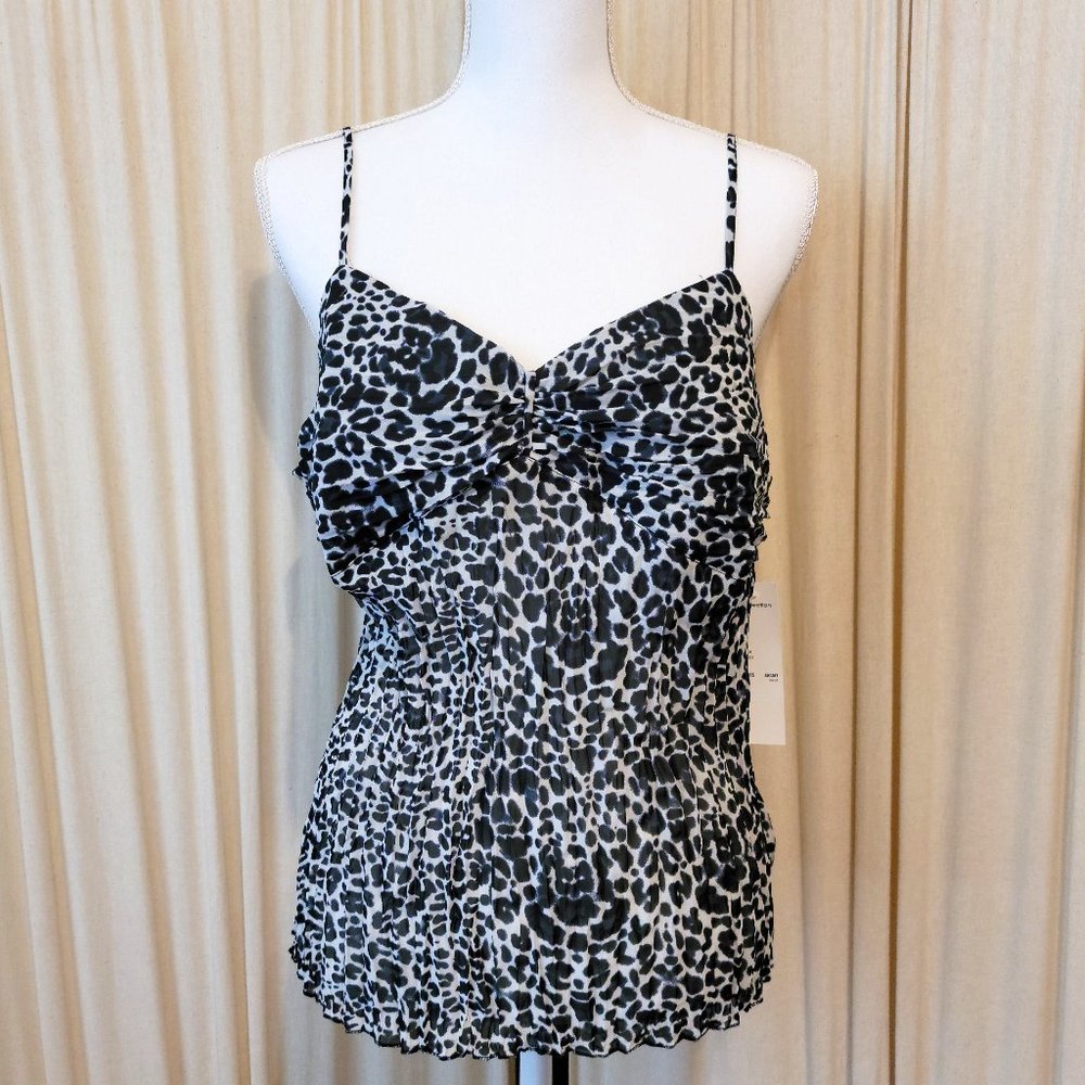 Black & White Leopard Print Crinkle Gauze Cami - NWT!
